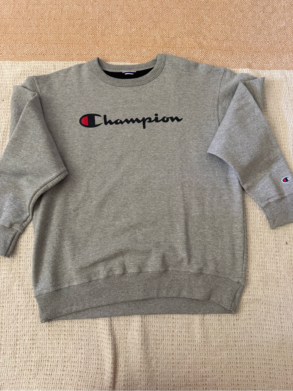 Champion Gray Crewneck Sweatshirt with Black & Red Logo